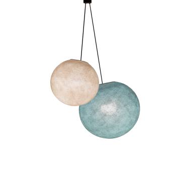 Suspension double globes Lin et Vert de Gris - Suspension double - La Case de Cousin Paul