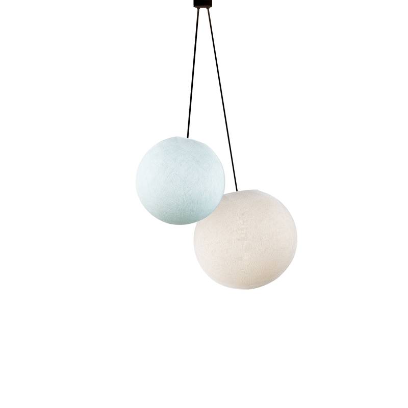 Double Globe Pendant Light – Azure and Ivory - Pendant lamp 2 - La Case de Cousin Paul Double Globe Pendant Light – Azure and Ivory - Pendant lamp 2 - La Case de Cousin Paul