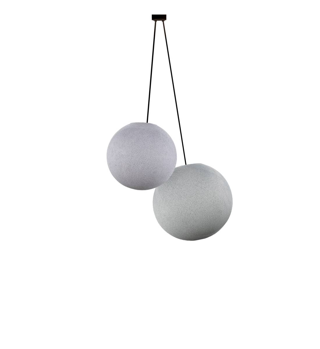 Lámpara colgante de doble globo – Piedra y Gris perla - Luminaria doble - La Case de Cousin Paul
