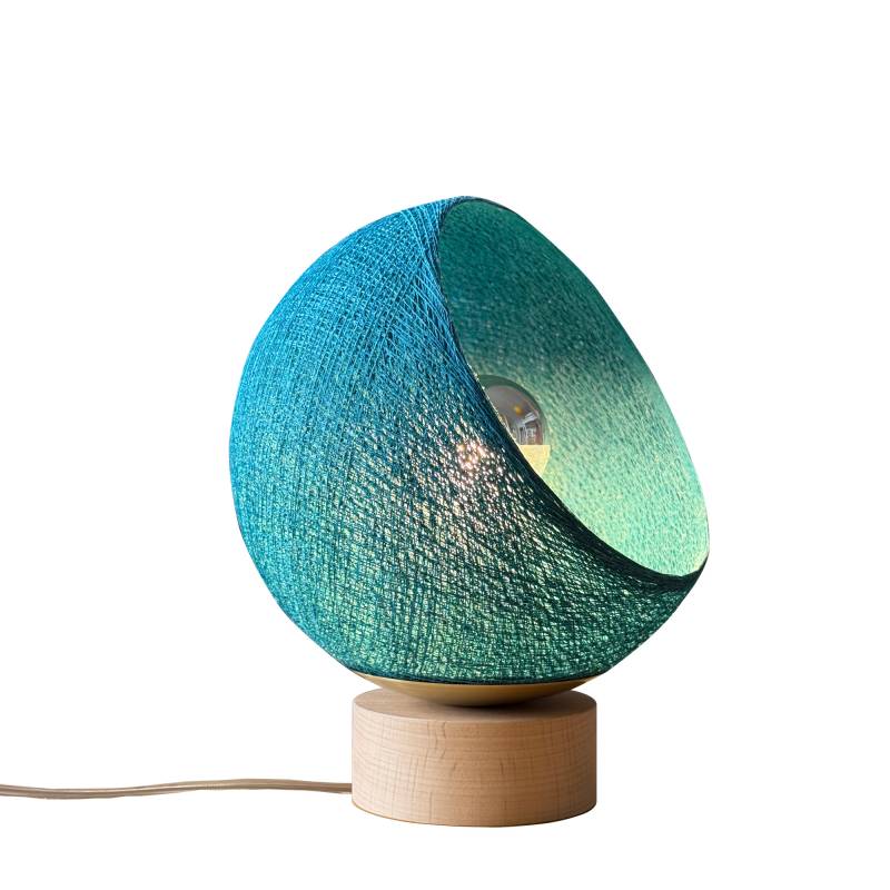 Abat-Jour Suspendu Ou Posé Tissu Bleu Canard 48cm - Fabrication Française