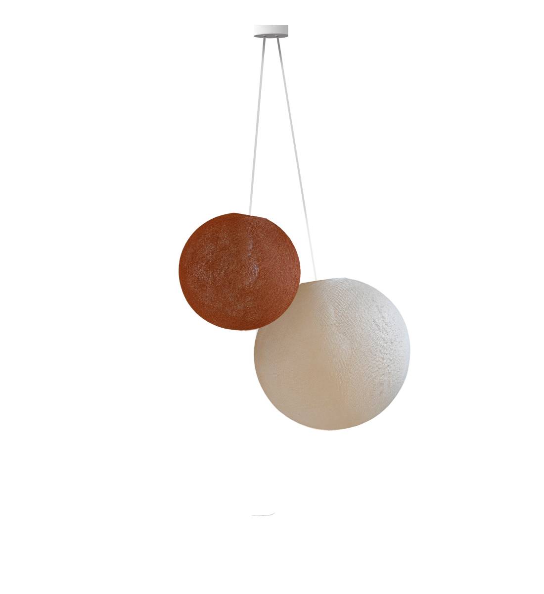 Suspension double globes Havane - Lin - Suspension double - La Case de Cousin Paul