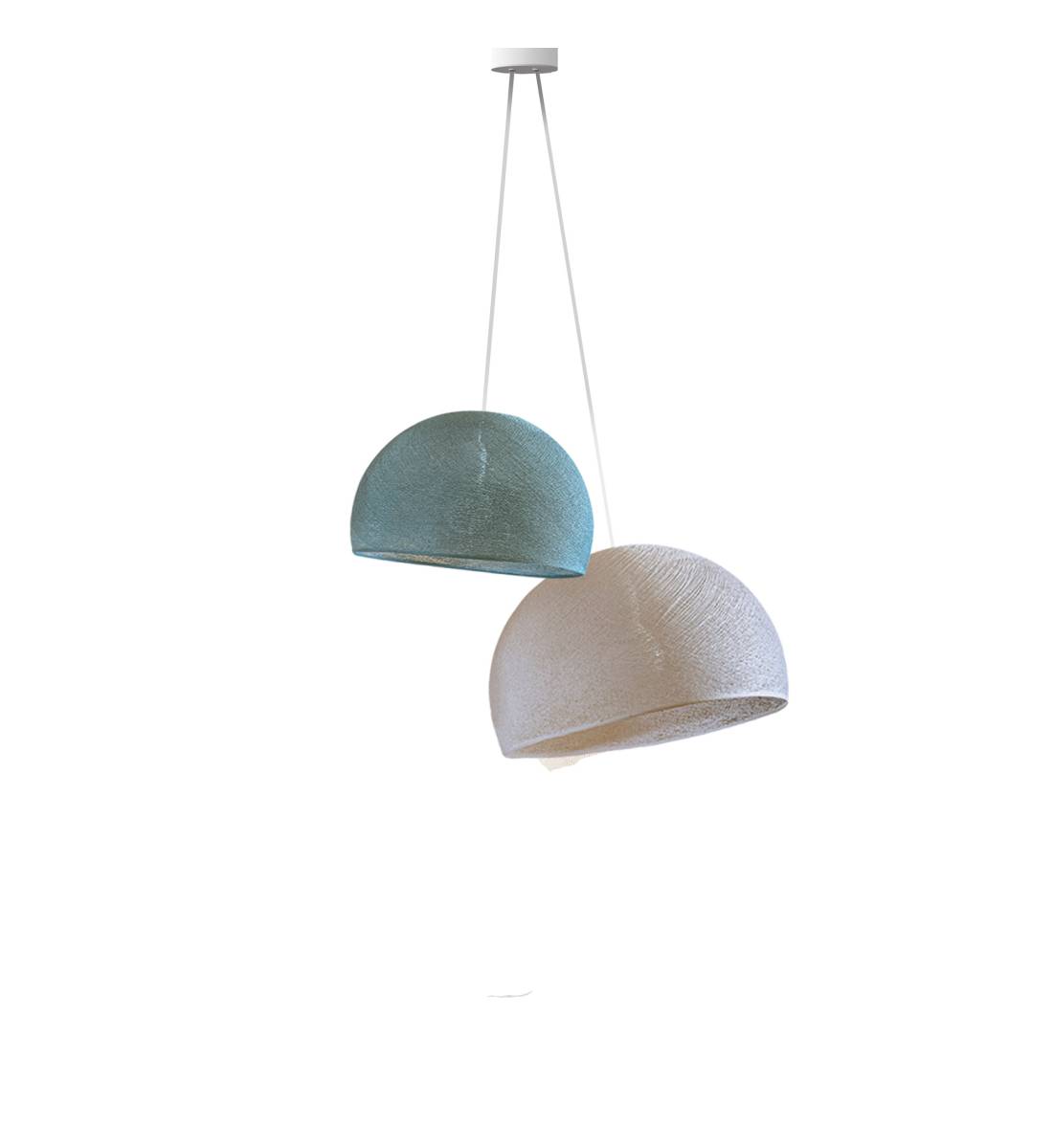 Doppio lampadario cupole verdegrigio - ecru - Doppia sospensione - La Case de Cousin Paul