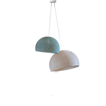 Doppio lampadario cupole verdegrigio - ecru - Doppia sospensione - La Case de Cousin Paul