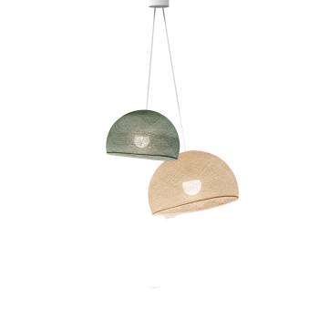 Doppio lampadario cupole verdegrigio - ecru - Doppia sospensione - La Case de Cousin Paul
