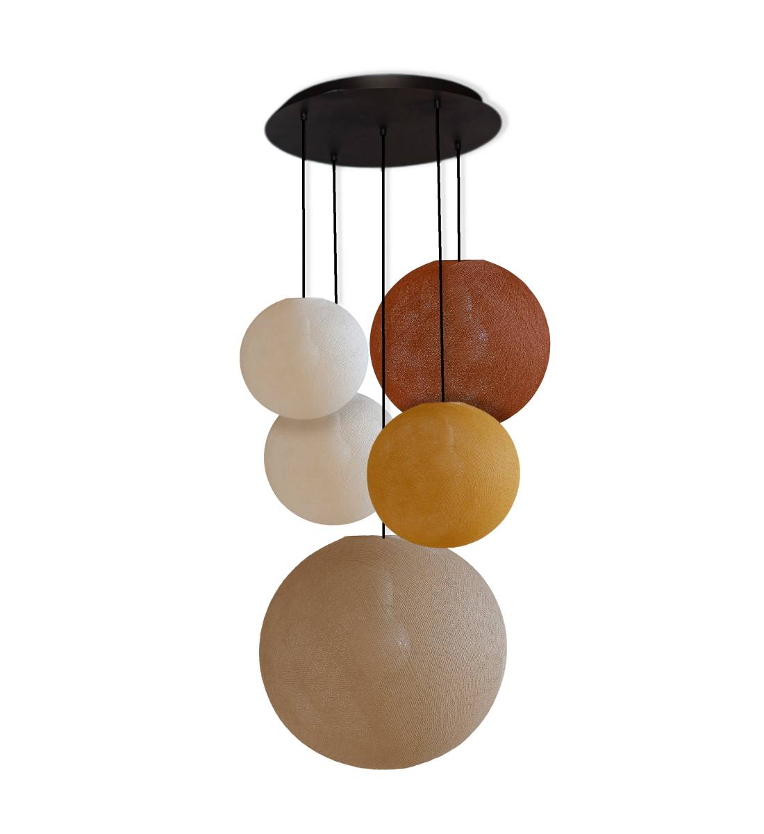 Big ceiling fixture 5 globes - Warm colors - Ceiling light 5 - La Case de Cousin Paul