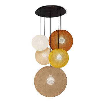 Grand plafonnier noir 5 globes - Couleurs chaudes - Plafonnier 5 - La Case de Cousin Paul