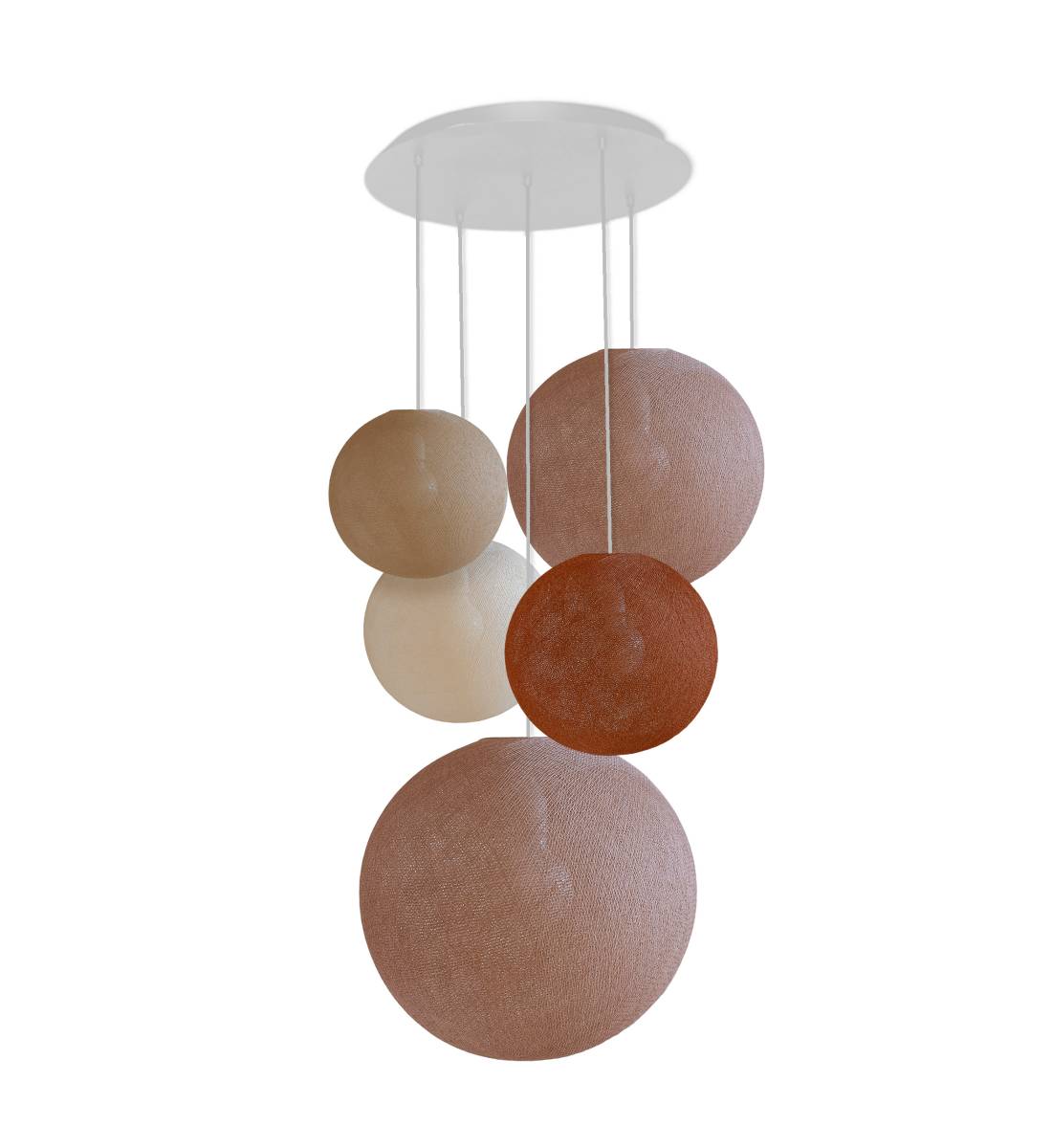 Grand plafonnier blanc 5 globes - Couleurs douces - Plafonnier 5 - La Case de Cousin Paul