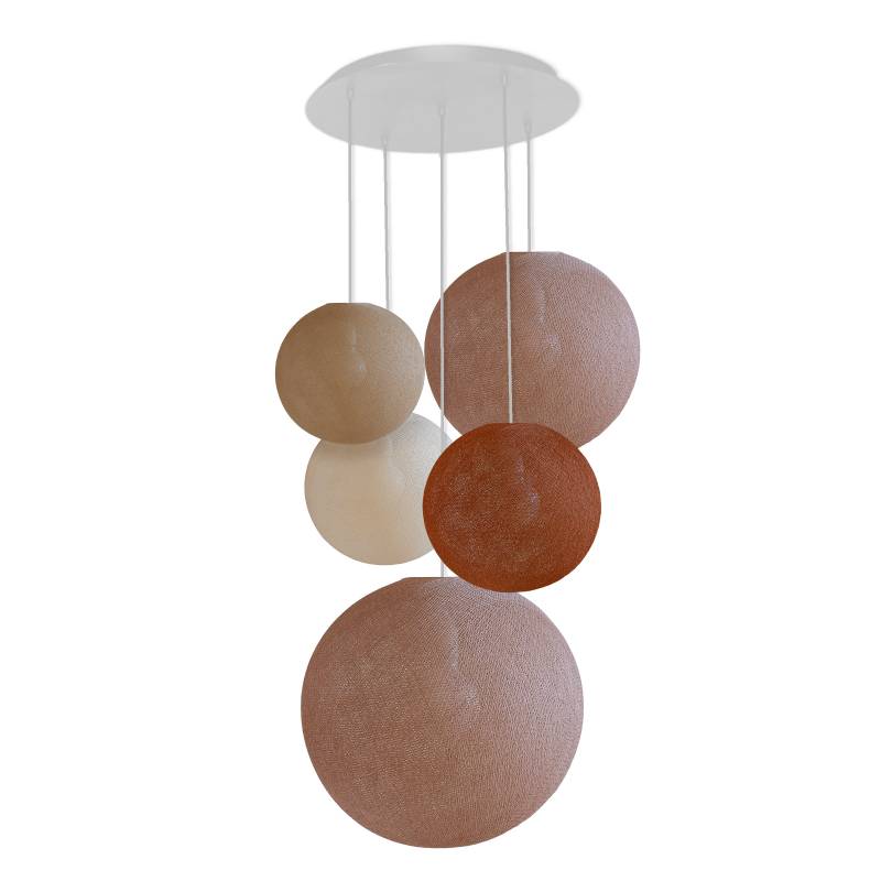 Grand plafonnier blanc 5 globes - Couleurs douces - Plafonnier 5 - La Case de Cousin Paul