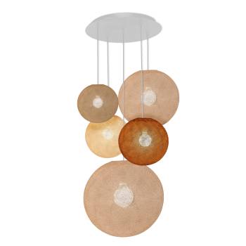 Grand plafonnier blanc 5 globes - Couleurs douces - Plafonnier 5 - La Case de Cousin Paul