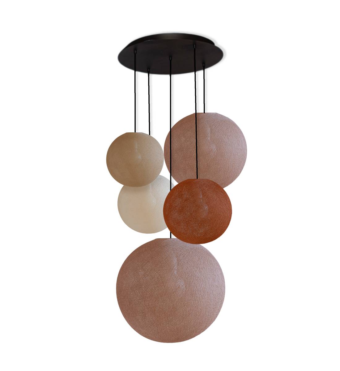Grand plafonnier noir 5 globes - Couleurs douces - Plafonnier 5 - La Case de Cousin Paul