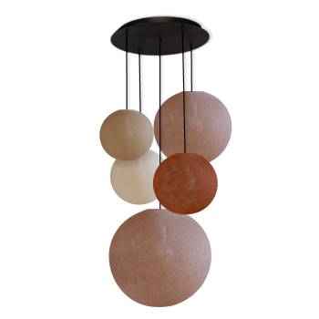 Grand plafonnier noir 5 globes - Couleurs douces - Plafonnier 5 - La Case de Cousin Paul