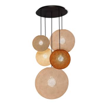 Grand plafonnier noir 5 globes - Couleurs douces - Plafonnier 5 - La Case de Cousin Paul