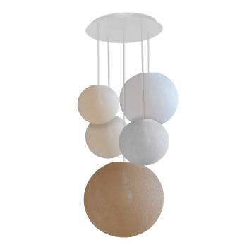 Grand plafonnier blanc 5 globes - Couleurs fraiches - Plafonnier 5 - La Case de Cousin Paul