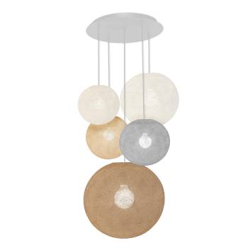 Grand plafonnier blanc 5 globes - Couleurs fraiches - Plafonnier 5 - La Case de Cousin Paul