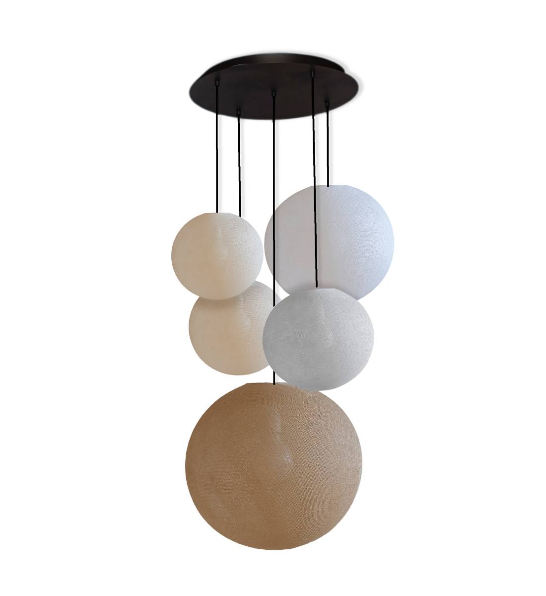 Grand plafonnier noir 5 globes - Couleurs fraiches - Plafonnier 5 - La Case de Cousin Paul