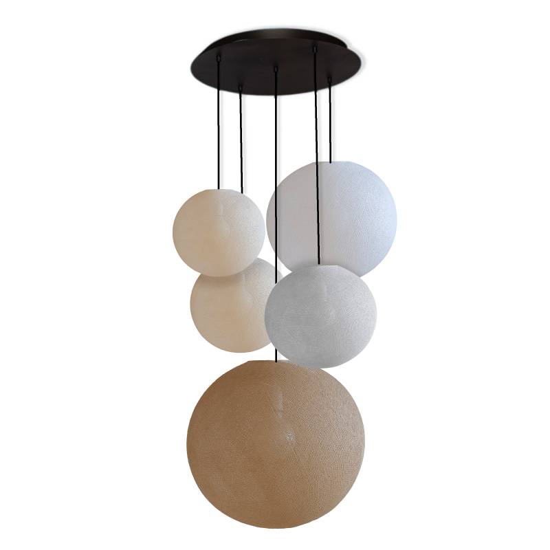 Grand plafonnier noir 5 globes - Couleurs fraiches - Plafonnier 5 - La Case de Cousin Paul