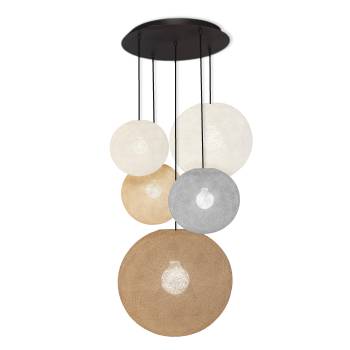 Grand plafonnier noir 5 globes - Couleurs fraiches - Plafonnier 5 - La Case de Cousin Paul