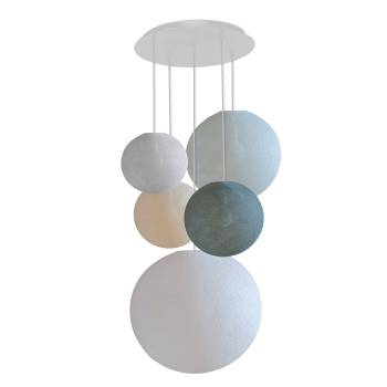 Grand plafonnier blanc 5 globes - Couleurs sereines - Plafonnier 5 - La Case de Cousin Paul