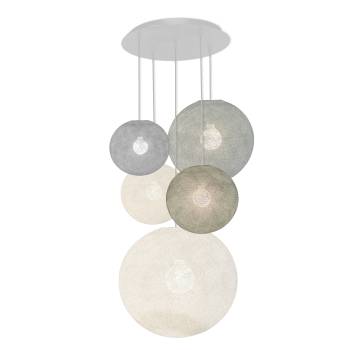 Grand plafonnier blanc 5 globes - Couleurs sereines - Plafonnier 5 - La Case de Cousin Paul