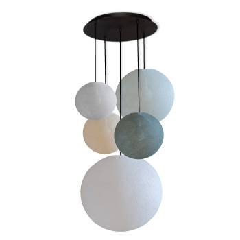 Grand plafonnier noir 5 globes - Couleurs sereines - Plafonnier 5 - La Case de Cousin Paul