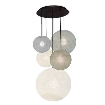 Grand plafonnier noir 5 globes - Couleurs sereines - Plafonnier 5 - La Case de Cousin Paul