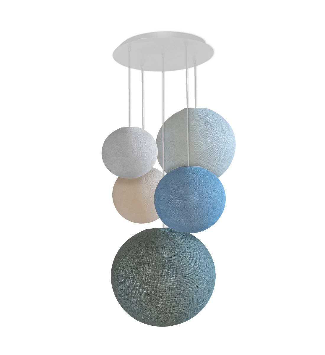 Grand plafonnier blanc 5 globes - Couleurs minérales - Plafonnier 5 - La Case de Cousin Paul