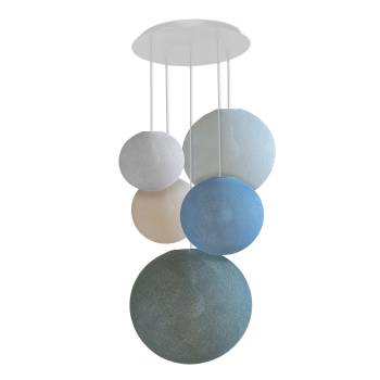 Grand plafonnier blanc 5 globes - Couleurs minérales - Plafonnier 5 - La Case de Cousin Paul