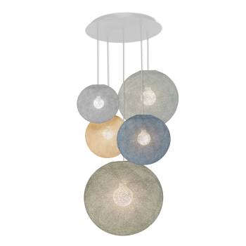Grand plafonnier blanc 5 globes - Couleurs minérales - Plafonnier 5 - La Case de Cousin Paul