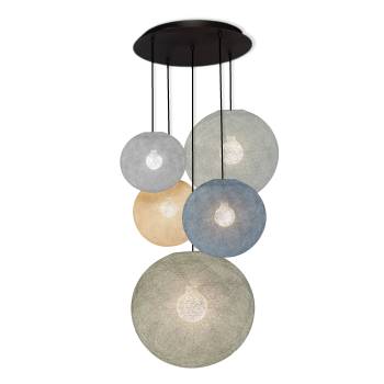 Grand plafonnier noir 5 globes - Couleurs minérales - Plafonnier 5 - La Case de Cousin Paul