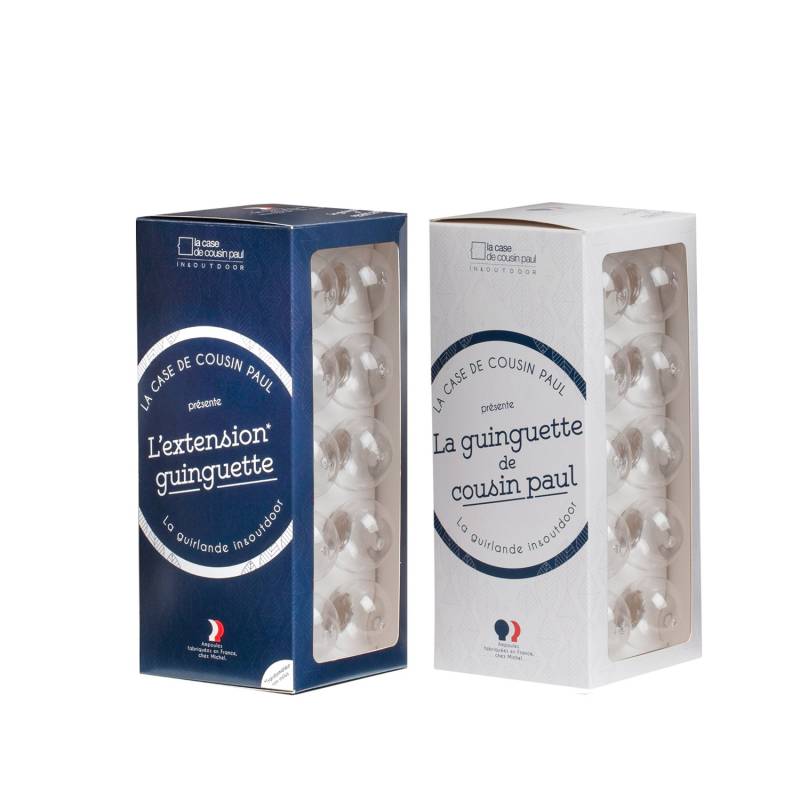 Guirlande Guinguette + extension transparente + panneau solaire - Guirlandes lumineuses d'extérieur - La Case de Cousin Paul