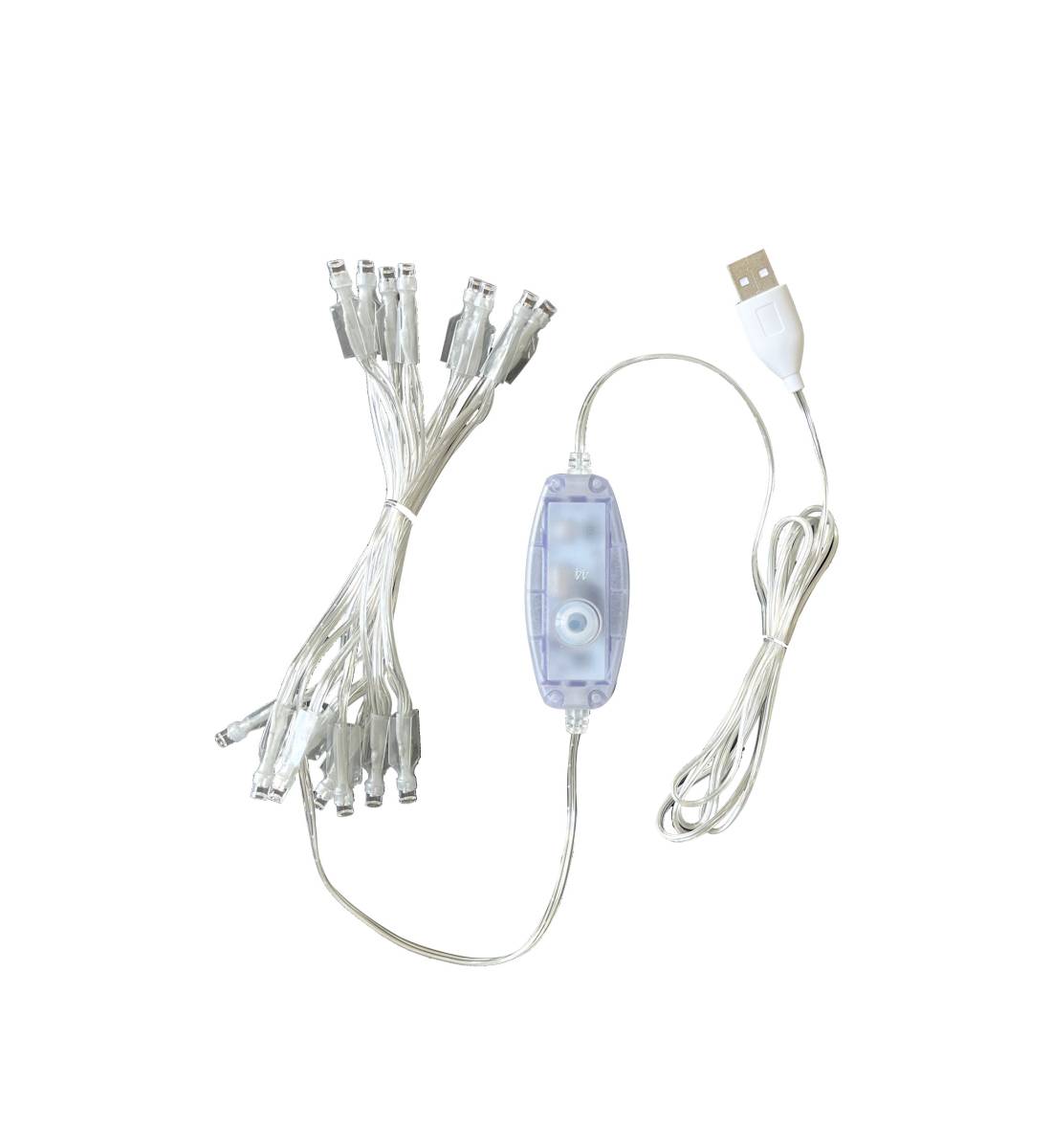 LED garland – 16 bulbs, transparent cable, CE, multifunction - LED lighting chains with remote control - La Case de Cousin Paul