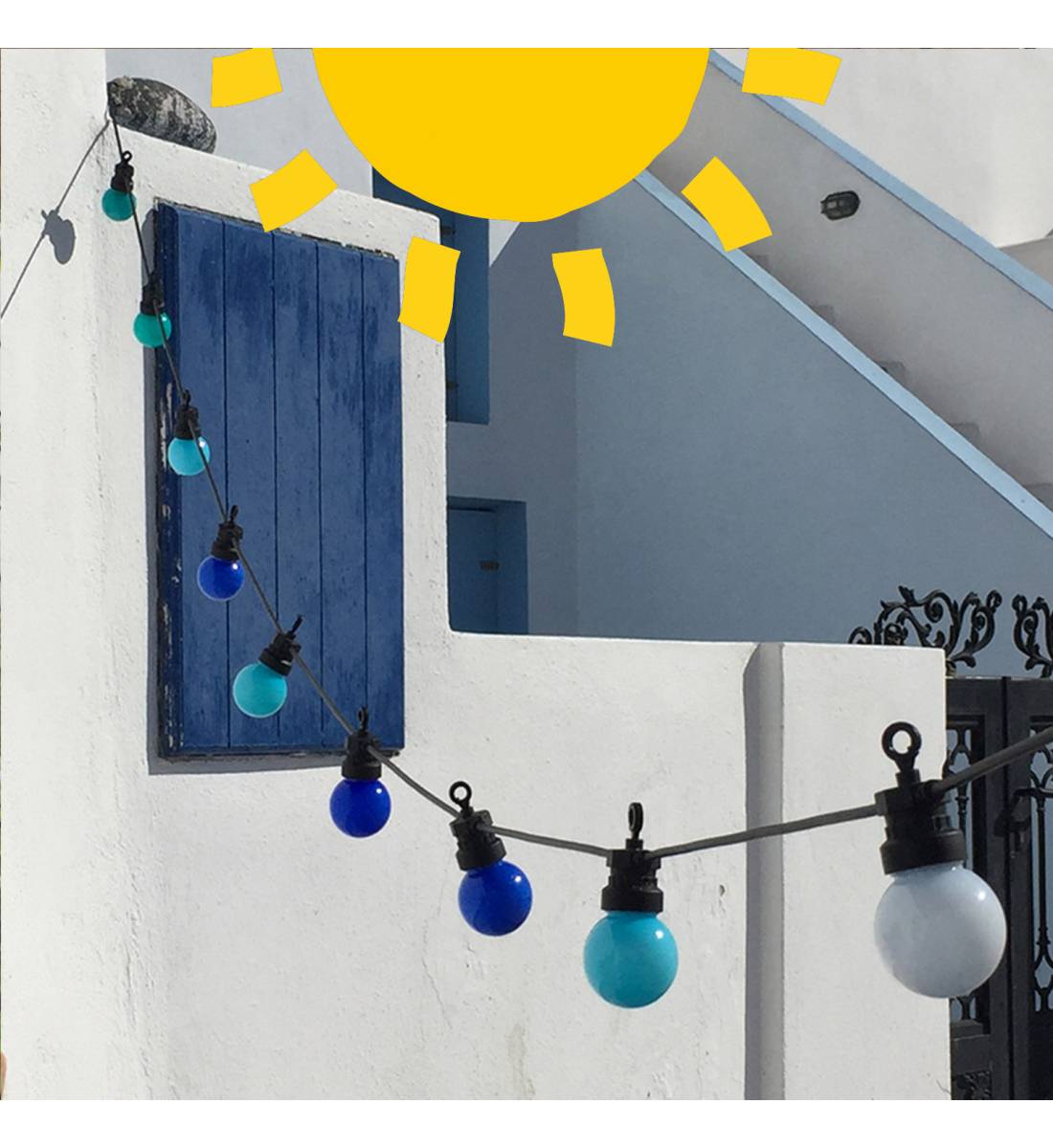 Blau Guinguette Solar girlande - 5m - Solar Lichterketten Outdoor - La Case de Cousin Paul