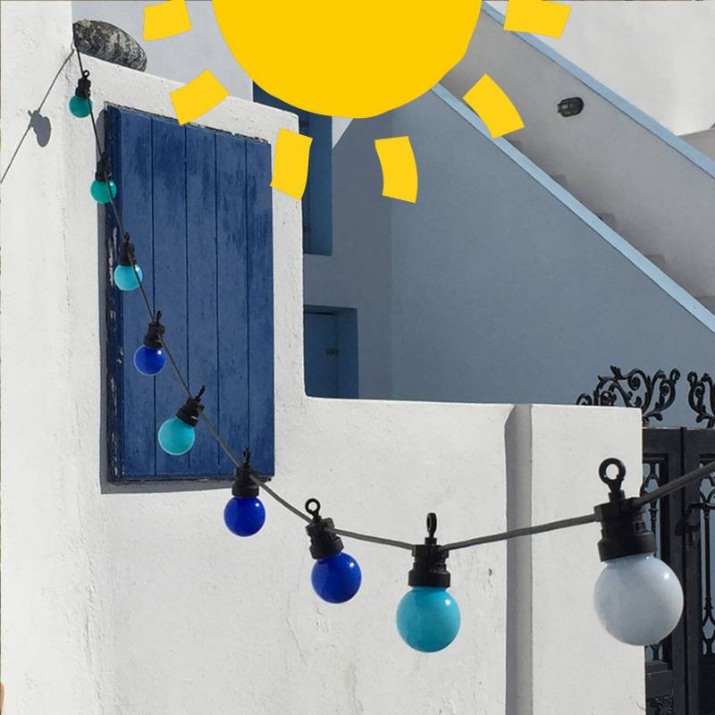 Blue Guinguette solar string light - 5m - Guirlandes Guinguettes Solaires - La Case de Cousin Paul