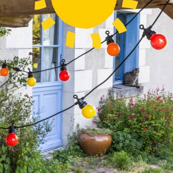 Rosso ghirlanda solare Guinguette - 5m - Guirlandes Guinguettes Solaires - La Case de Cousin Paul