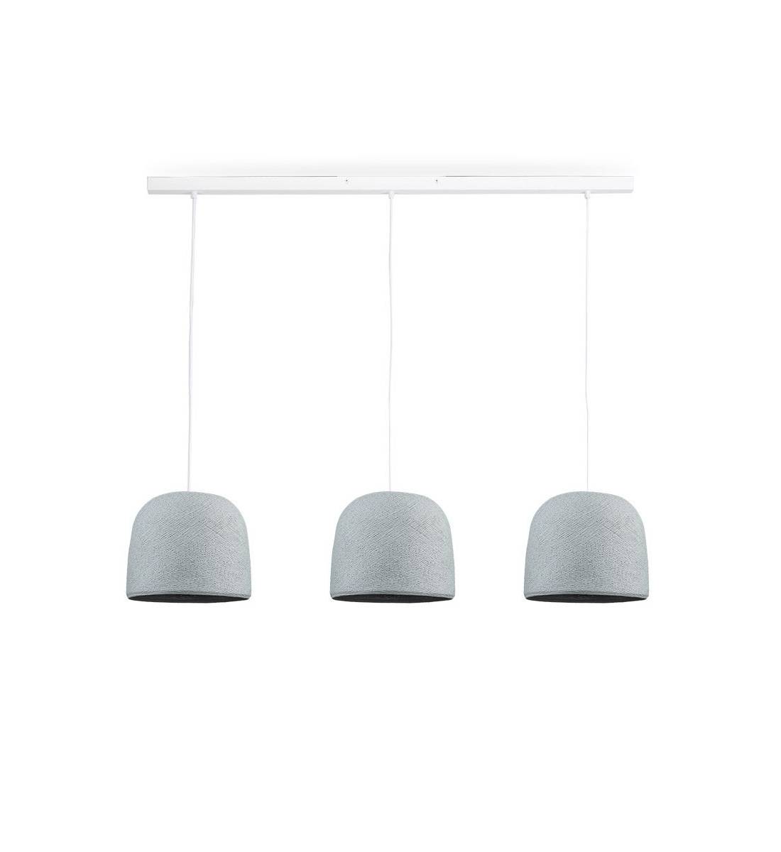 Rail blanc 3 cloches gris perle - Schienenlampe - La Case de Cousin Paul