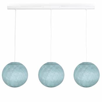 Rail white 3 azure globes S - The Island Pendant - La Case de Cousin Paul