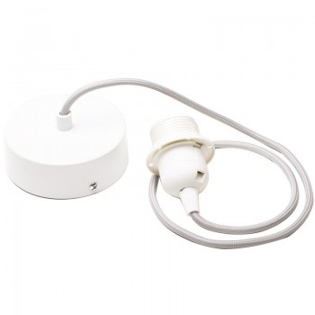 Ophangsysteem 1 matte witte met grijze geweven kabel - Accessoires voor verlichting - La Case de Cousin Paul