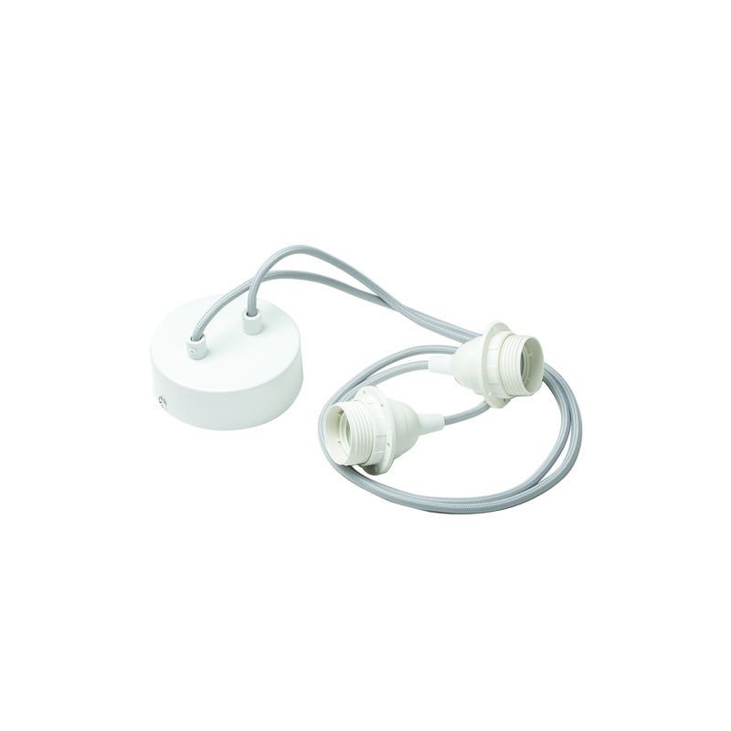 Ophangsysteem 2 matte witte met grijze geweven kabel - Accessoires voor verlichting - La Case de Cousin Paul