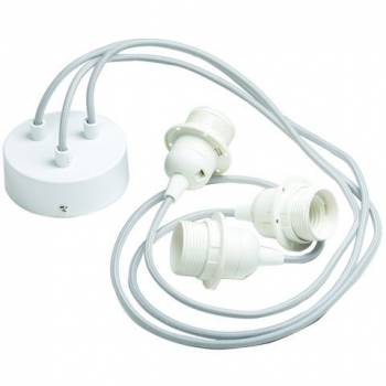 Colgante 3 blanco mate con cable tejido gris - Accesorios para lamparas - La Case de Cousin Paul