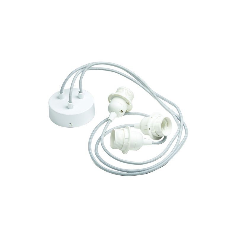 Hanging fixture 3 matte white with grey cable - Lights accessories - La Case de Cousin Paul