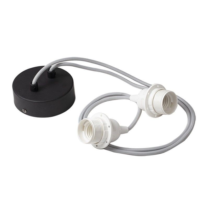 Attacco a sospensione 2 grigio antracite opaca con filo intrecciato grigio chiaro - Accessori per lampadari - La Case de Cous...