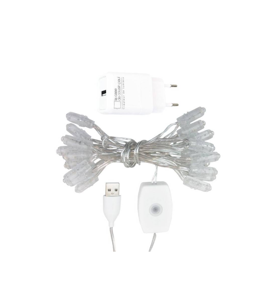Premium string lights with 20 LED bulbs and CE transparent cable - Premium accessories - La Case de Cousin Paul