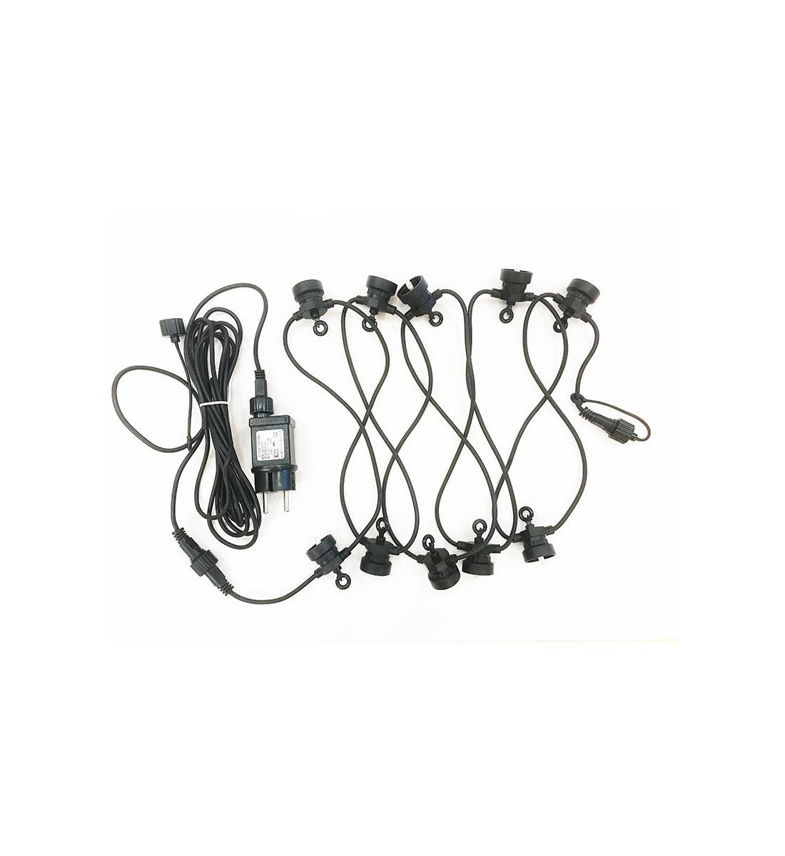 Guinguette string lights with 10 LED bulbs and CE black cable - Outdoor accessories - La Case de Cousin Paul