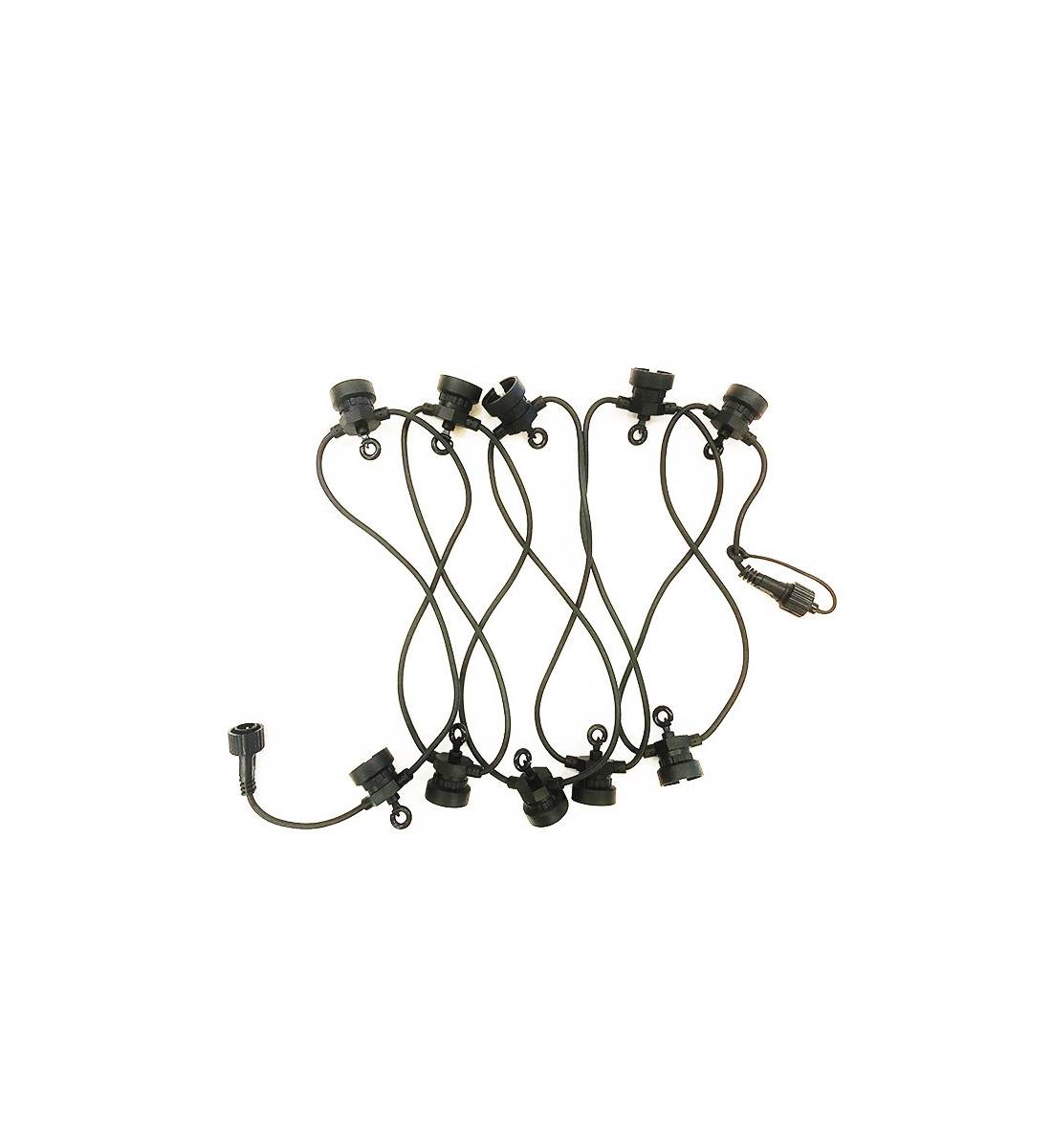 Extension Guinguette string lights with 10 LED bulbs and CE black cable - Outdoor accessories - La Case de Cousin Paul