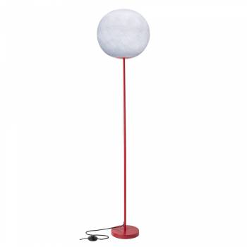 Vloerlamp rood en zijn witte lampenkap - Lantarentje - La Case de Cousin Paul