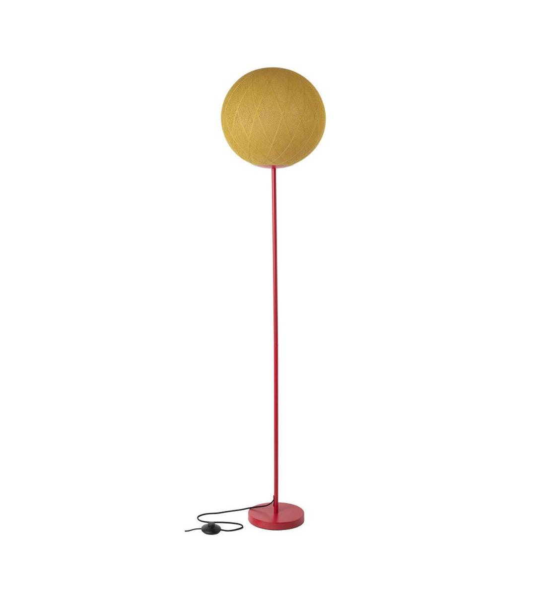 Lampada da terra rosso e "Art deco" globo senape - lampada da terra - La Case de Cousin Paul