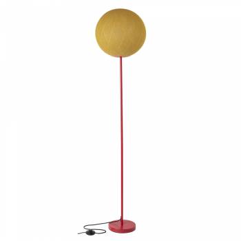Red Floor lamp with Art Deco Mustard globe - Floor lamp - La Case de Cousin Paul
