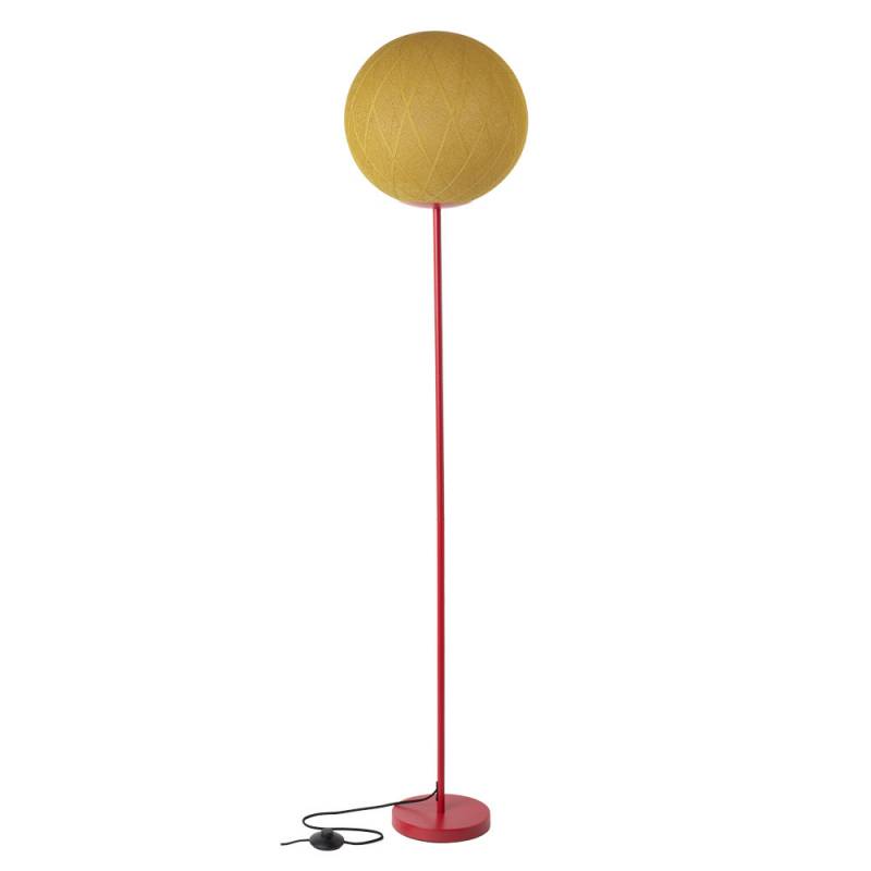 Lámpara de pie rojo con "Art Deco" pantalla Mostaza - Lámpara de pie - La Case de Cousin Paul