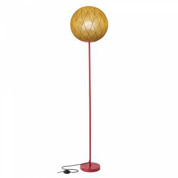 Red Floor lamp with Art Deco Mustard globe - Floor lamp - La Case de Cousin Paul