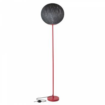 Red Floor lamp with Art Deco Black globe - Floor lamp - La Case de Cousin Paul